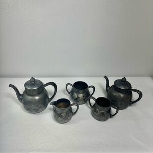 Pairpoint Mfg Vintage Tea Service Pot Sugar Bowl Milk Jug Antique Quadru…